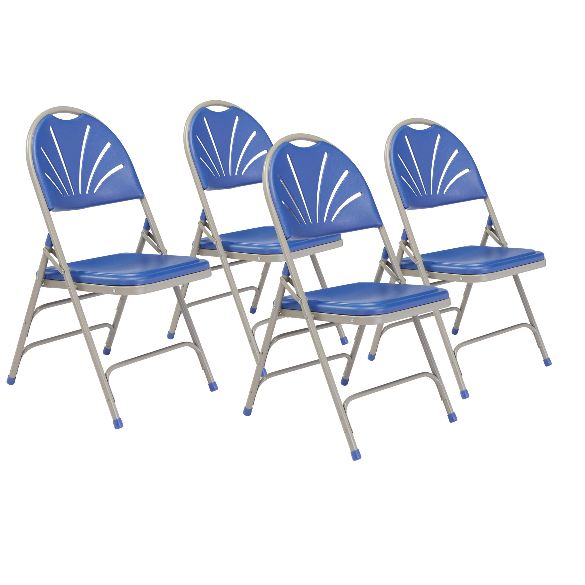 National Public Seating, 1100 Series Deluxe Fan Back Folding Chair, Primary Color Blue, Included (qty.) 4, Seating Type Folding Chair, Model# 1105